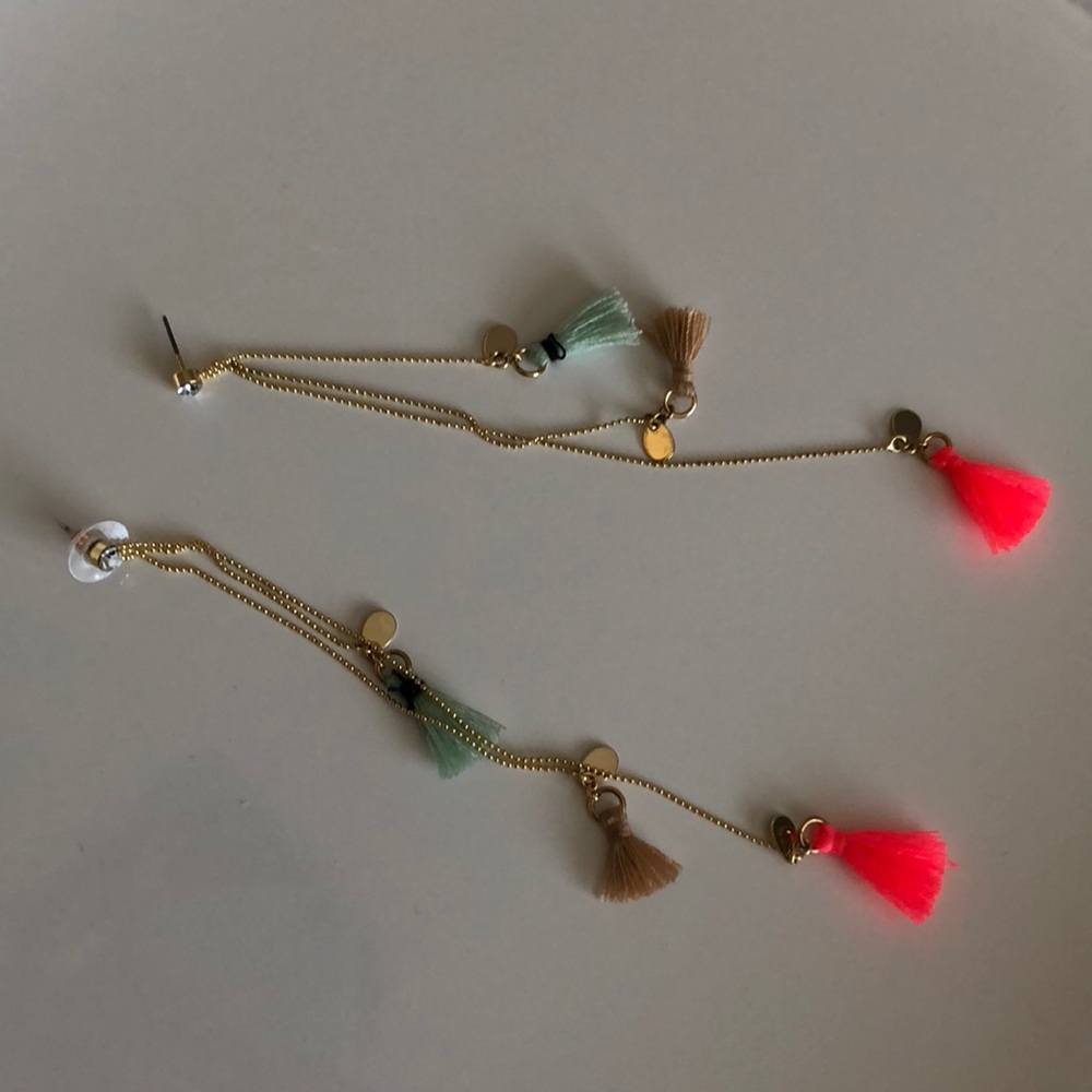 Dainty long tassel earrings
